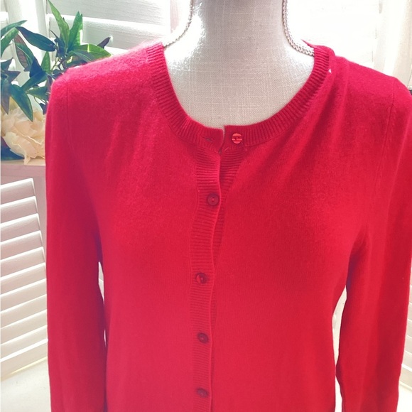 LORD & TAYLOR CASHMERE RED BUTTON DOWN SWEATER SIZE LG 1292 - Picture 3 of 7